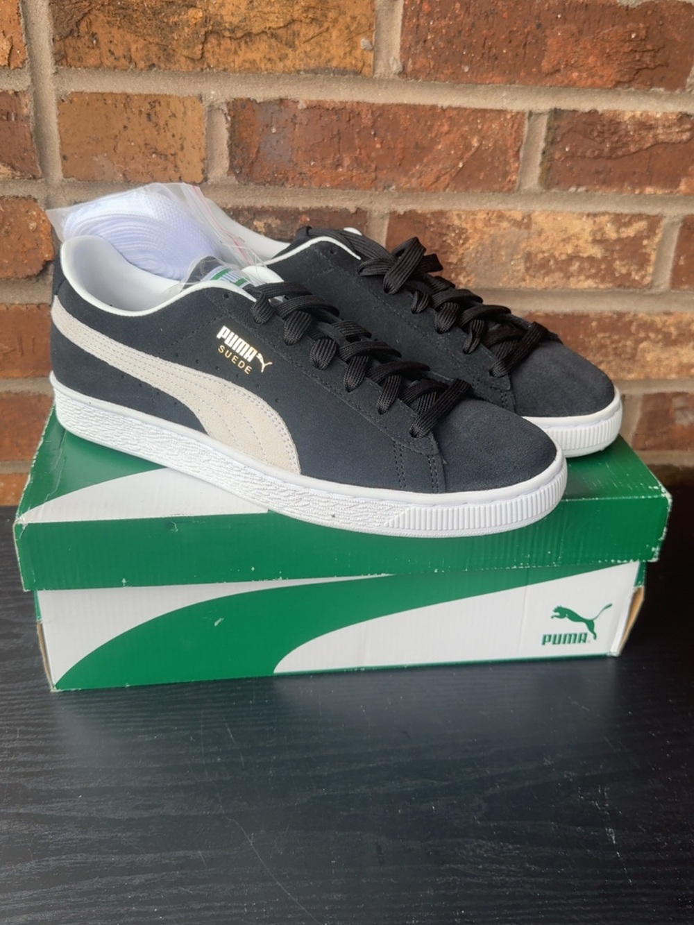 Puma Suede Low-Top Sneakers in Black and White NO BOX INCLUDED